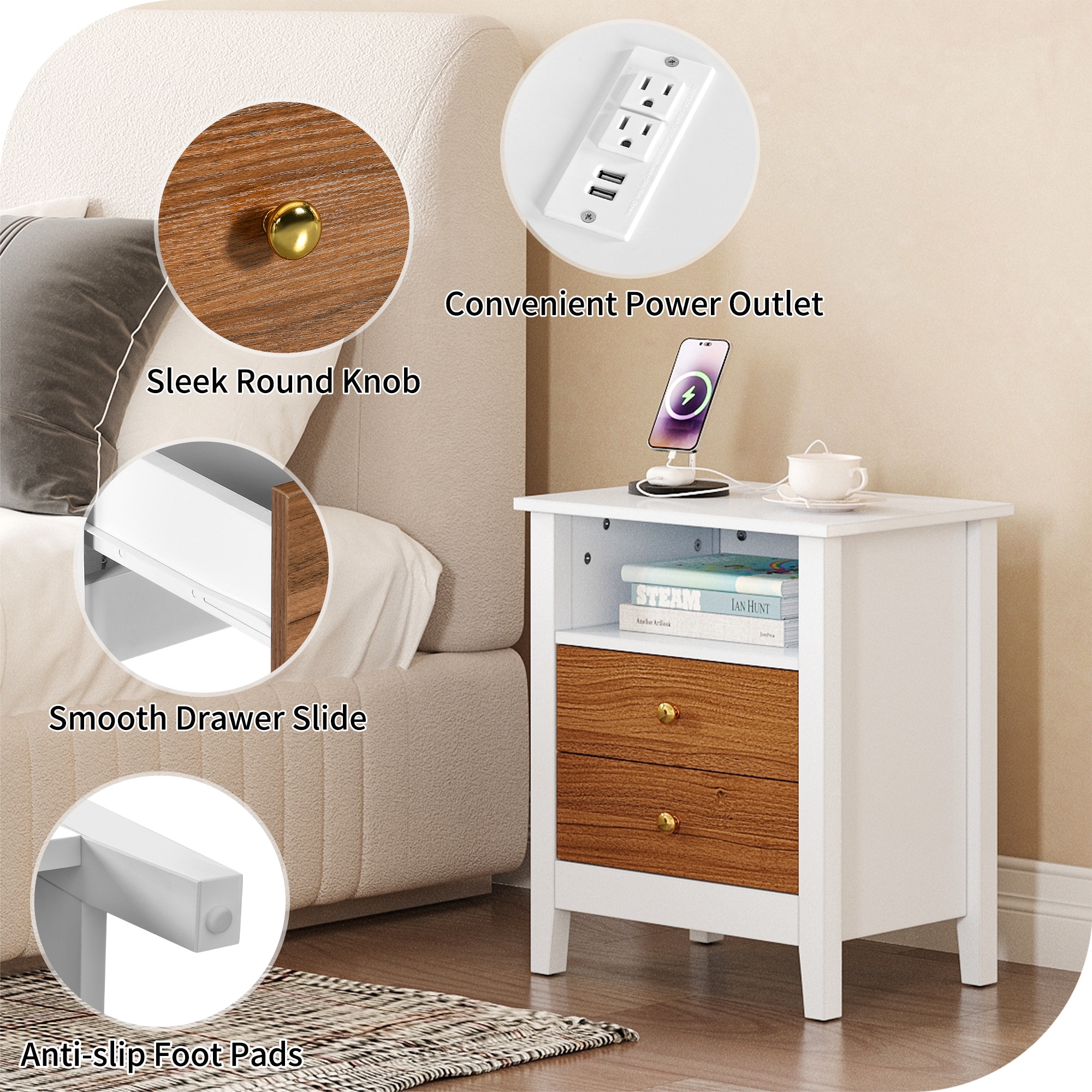 J hunt home usb on sale 2 drawer side table