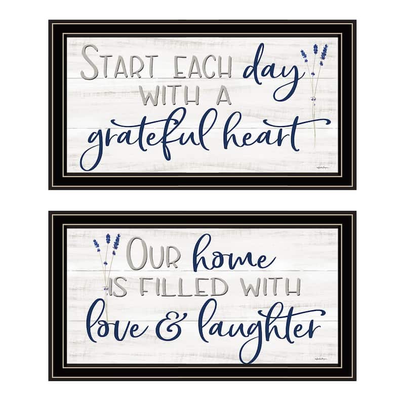 Trendy Decor 4U "Grateful Heart" Printed Framed Wall Art by Susie Boyer - Black - 20 x 11