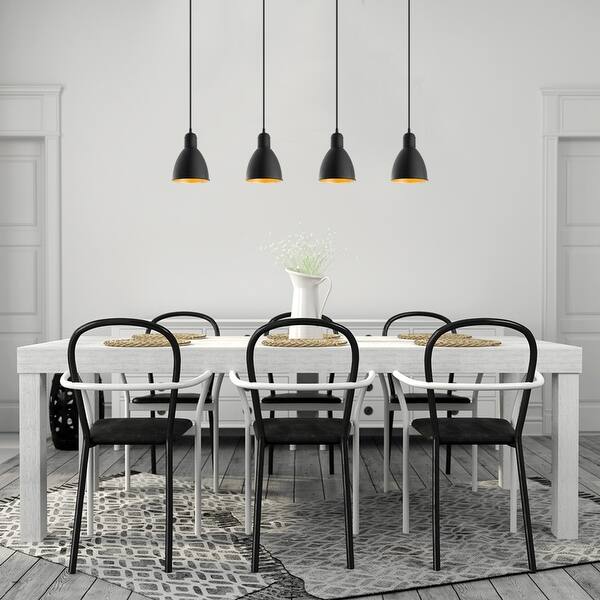 slide 2 of 2, Eglo Priddy 2 Linear Pendant w/ Black Exterior and Gold Interior Shades Black