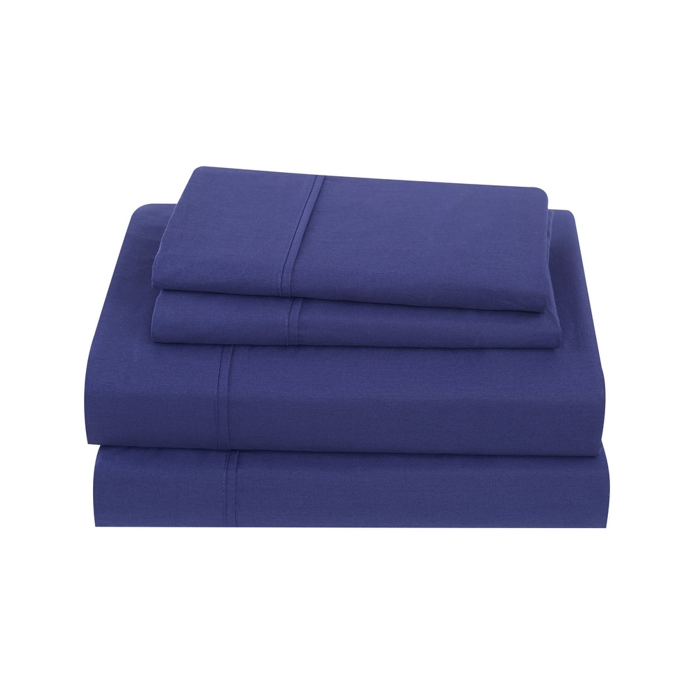 Brooklyn Loom Solid Cotton Percale Bed Sheet Set