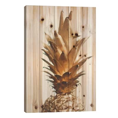 The Gold Pineapple Print On Wood by Chelsea Victoria - Multi-Color
