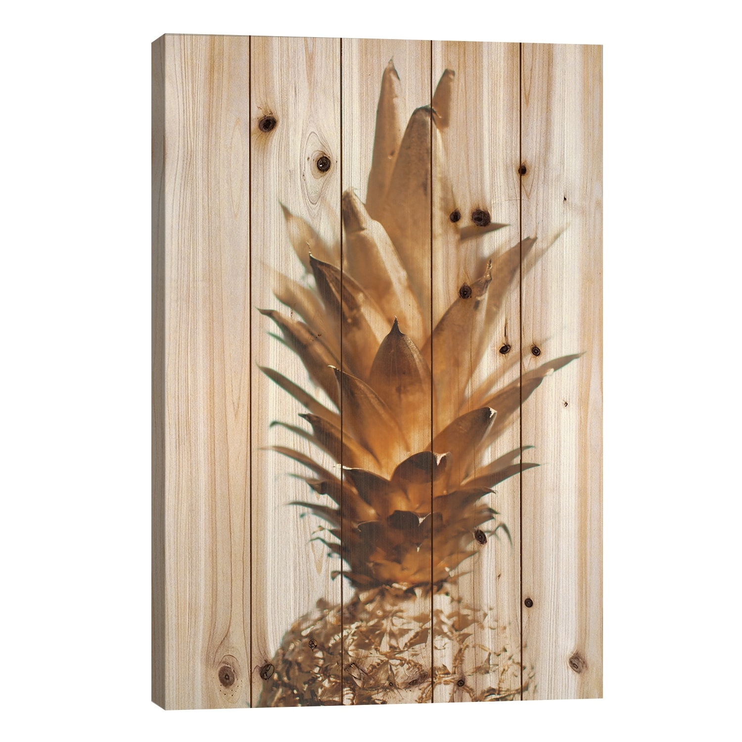 The Gold Pineapple Print On Wood by Chelsea Victoria - Multi-Color