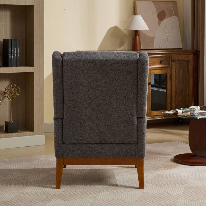 26.18" Wide Accent Chair,Polyester Blend High Back Reading Chair ,Upholstered Armchair Club Chair,Single Sofa with Wood Legs