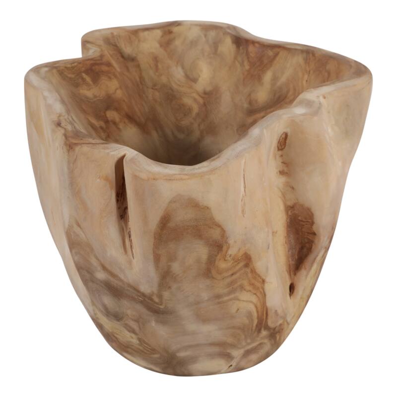Rustic Teak Wood Hand-Carved Decorative Bowl Home Accent - 13" Brown - 13.0"