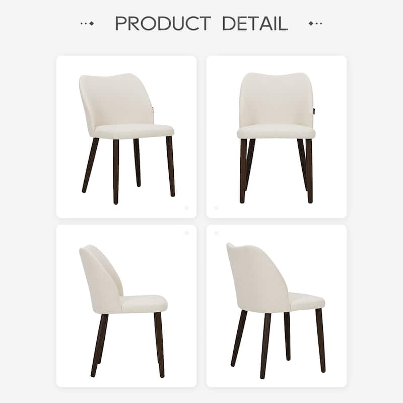 Set of 2 Wooden Dining Chairs, Beige Upholstered Fabric for Kitchen & Dining Room