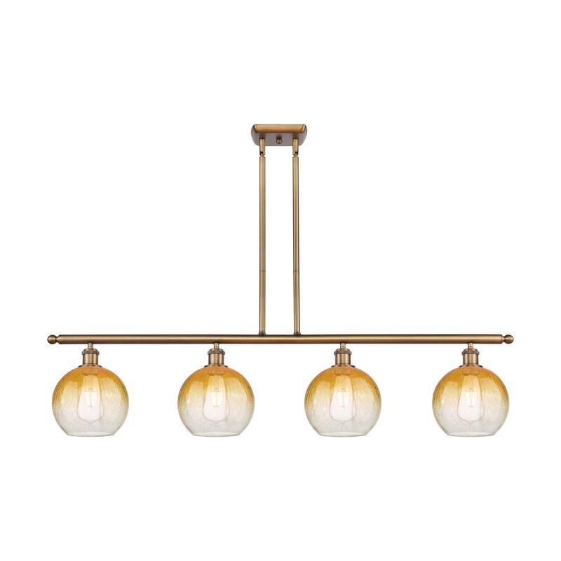 Innovations Lighting Endless Possibilities Ballston - Brookhaven Globe - 4 Light 48" Stem Hung Island Light - Brushed Brass/Amber