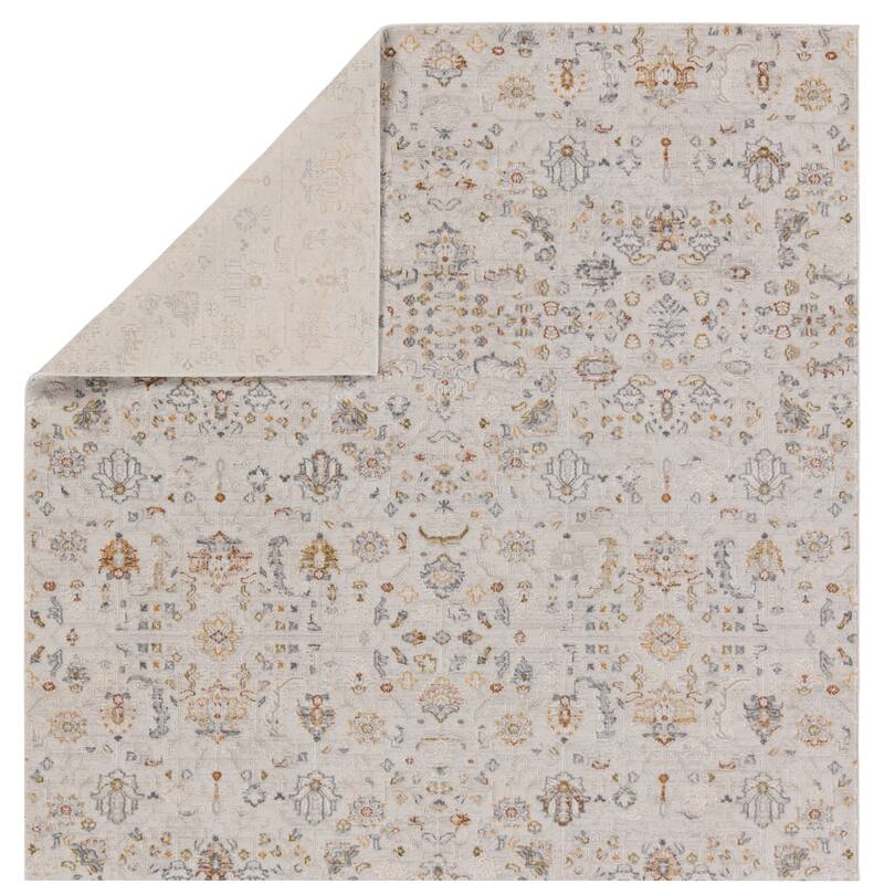Lily Floral White/ Light Gray Area Rug