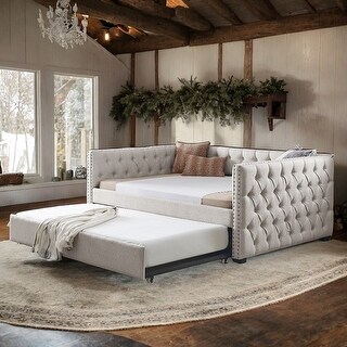Full Daybed & Twin Trundle Daybed with Trundle Upholstered Tufted Sofa ...