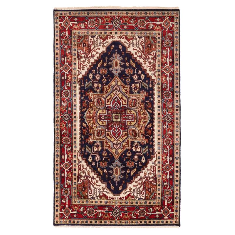 ECARPETGALLERY Hand-knotted Serapi Heritage Dark Navy Wool Rug - 5'11 x 9'9