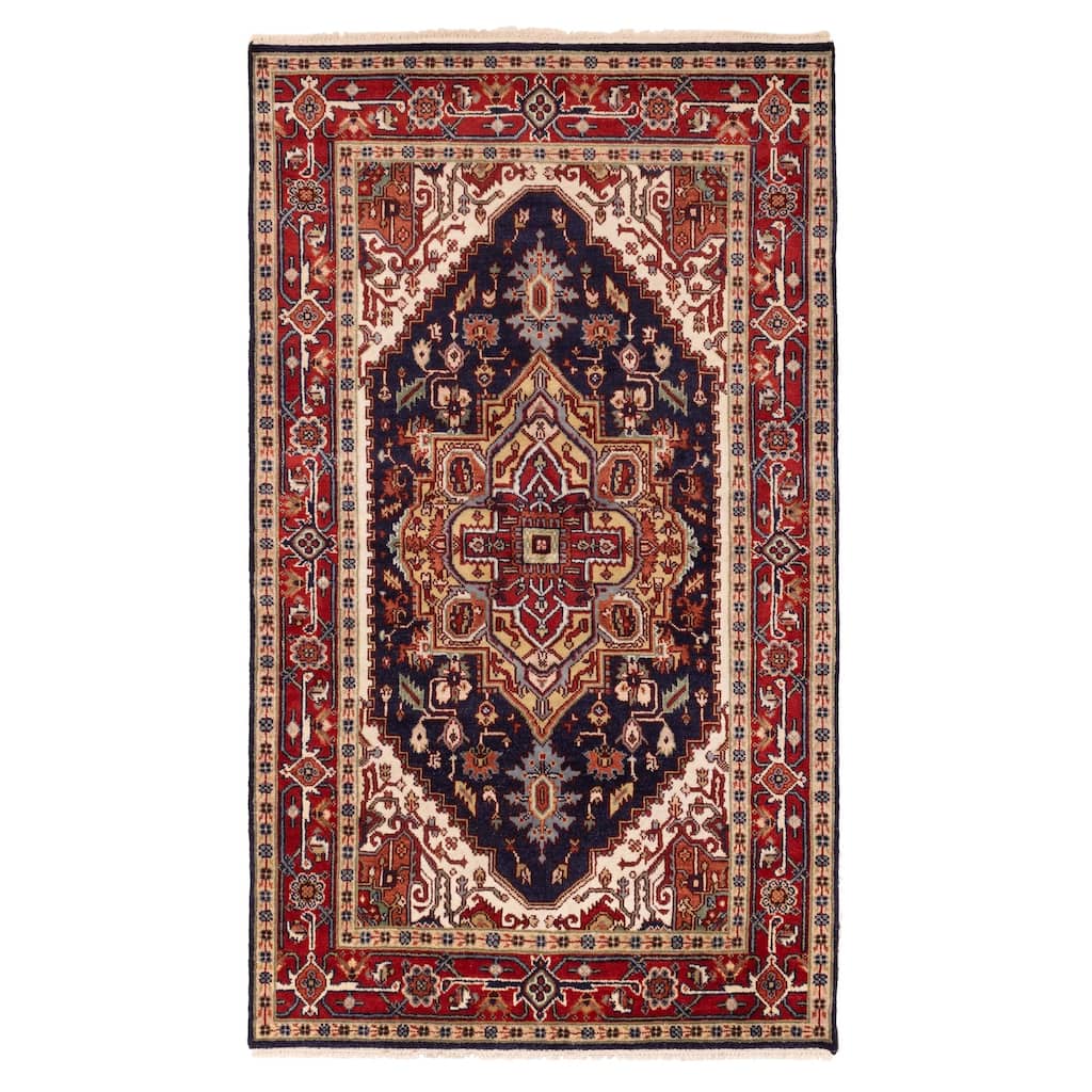 ECARPETGALLERY Hand-knotted Serapi Heritage Dark Navy Wool Rug - 5'11 x 9'9