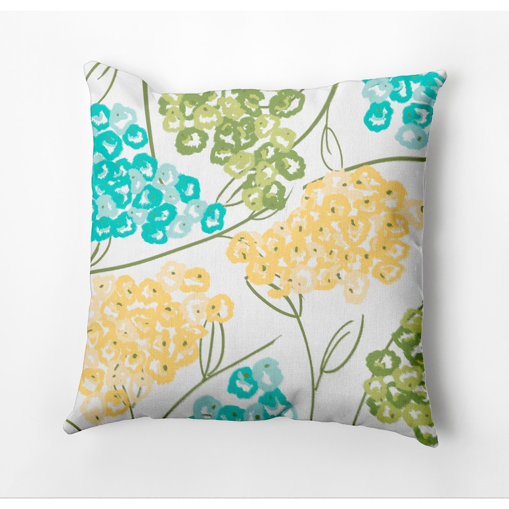 Hydrangeas Floral Print 16-inch Throw Pillow