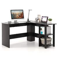 Gymax L-Shaped Computer Desk for Small Space Corner Home Office Desk ...