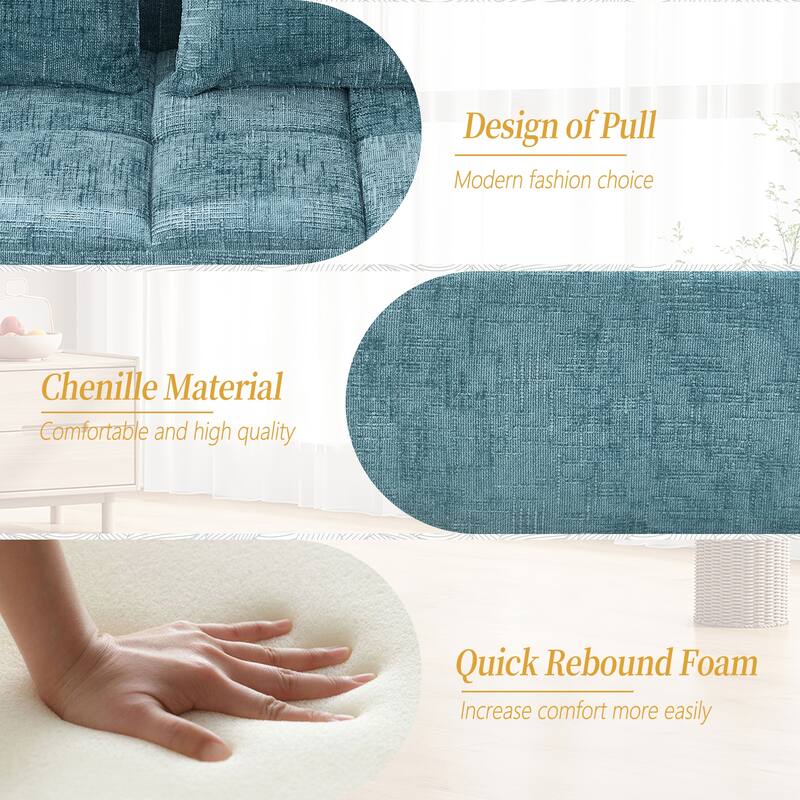 Chenille Loveseat Sofa, Minimalist Modular Sleeper for Living RoomS
