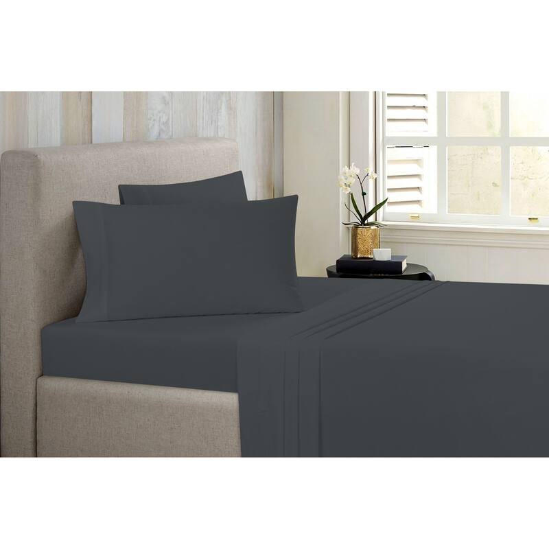 Bibb Home Antimicrobial 4 Piece Solid Sheet Set - King - Grey