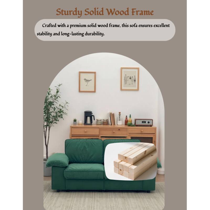 Roomfitters Modern Overstuffed Upholstered Sofa with Hidden Storage and Padded Arms, Comfy Loveseat for Small Space