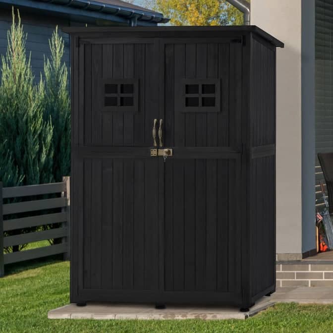 MCombo Large Outdoor Storage Cabinet Shed with Lock (46.9" x 22.4" x 66") , Wooden 1911 - 46.9" x 22.4" x 66" - Black