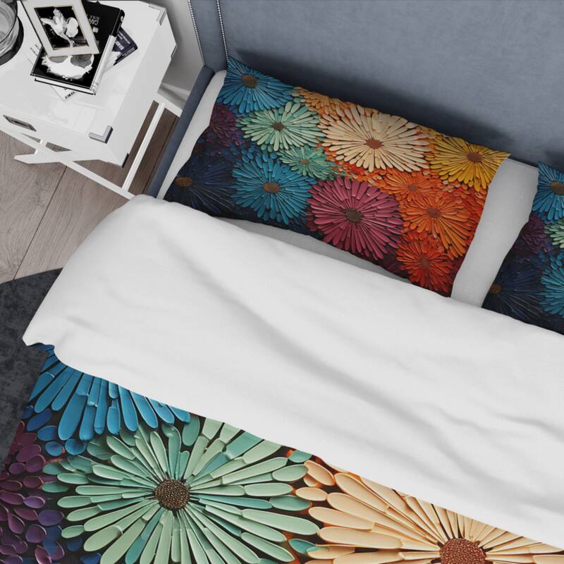 Designart "Mid Century Sunburst Serenade III" Multi-Color Mid-Century - Bedding Cover Set With Shams
