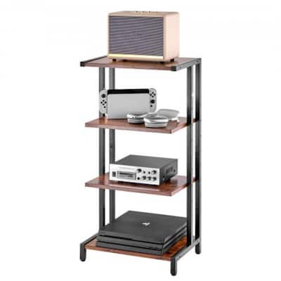 4-Tier Adjustable Media Stand for AV Equipment Wooden Audio/Video Stand - 16.54 x 11.02 x 32.20 in