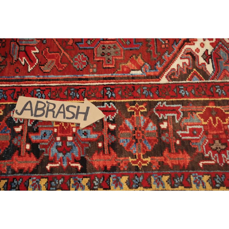 Hand Knotted Oriental 100% Wool Carpet Traditional Medallion Red Heriz Area Rug - 9' 3'' X 6' 9''