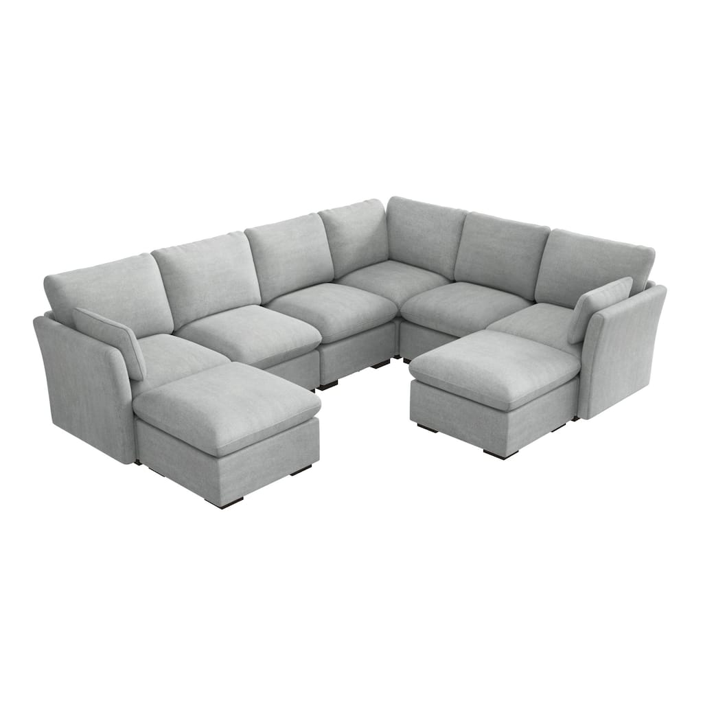 Bush Home Sienna Modular 5-Seater Sectional with Set of 2 Storage Ottomans