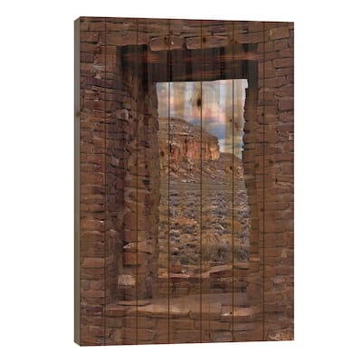 Window On South Mesa, Pueblo Del Arroyo, Chaco Culture National Historical Park, New Mexico Print On Wood by Tim Fitzharris