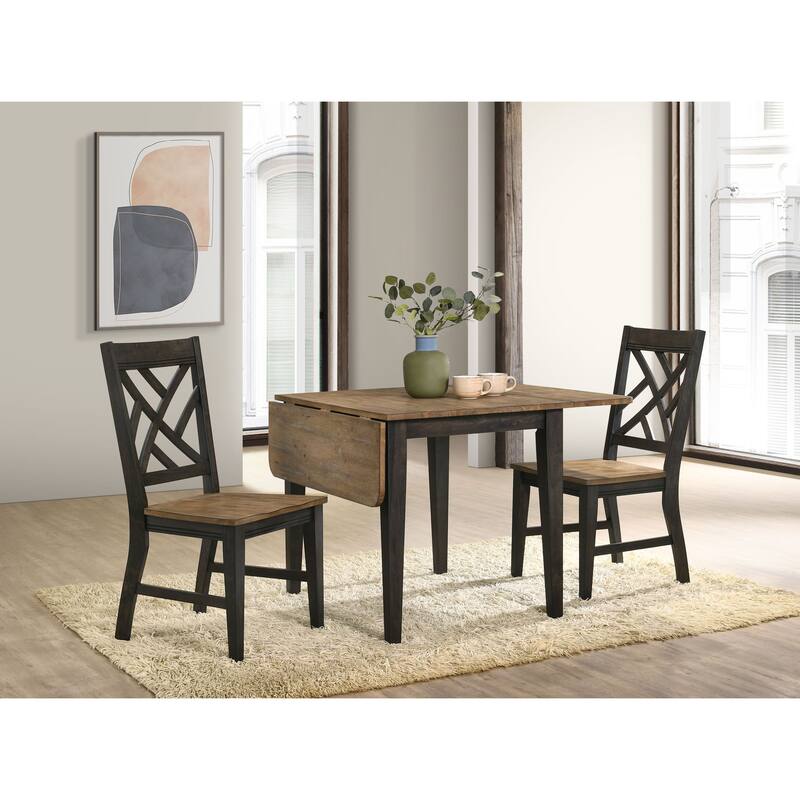 Harper 30" Tall Drop Leaf Table with 4 Legs, Brushed Brown & Pecan