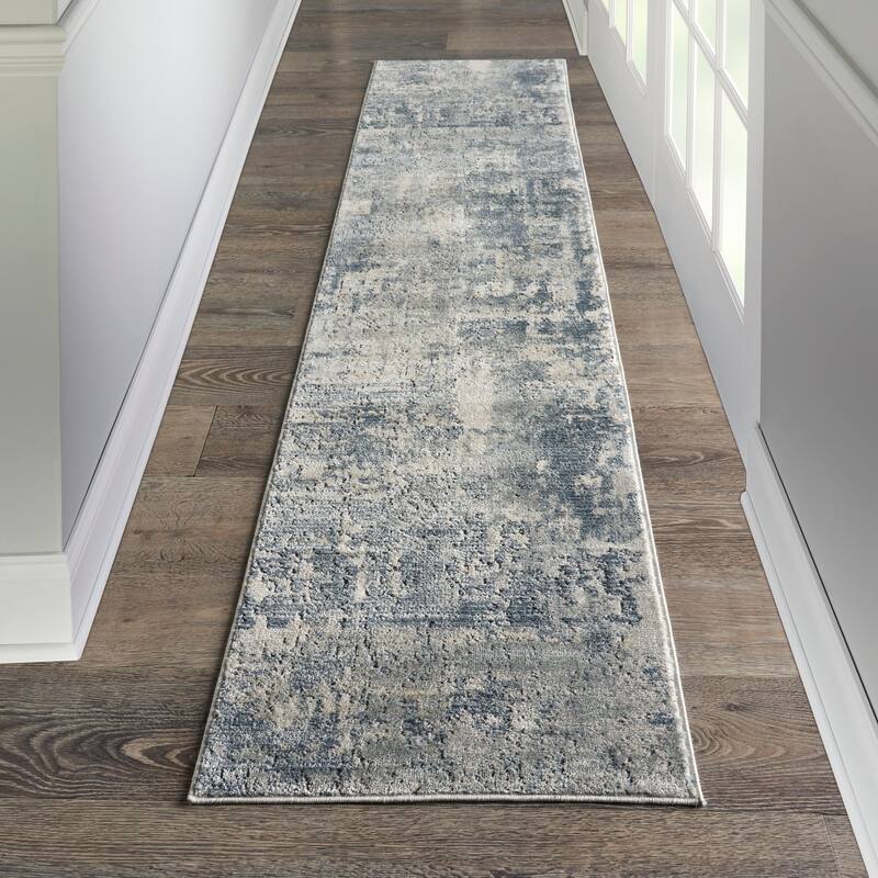 Nourison Concerto Abstract Distressed Area Rug - 2' 2" x 10' - Grey/Beige