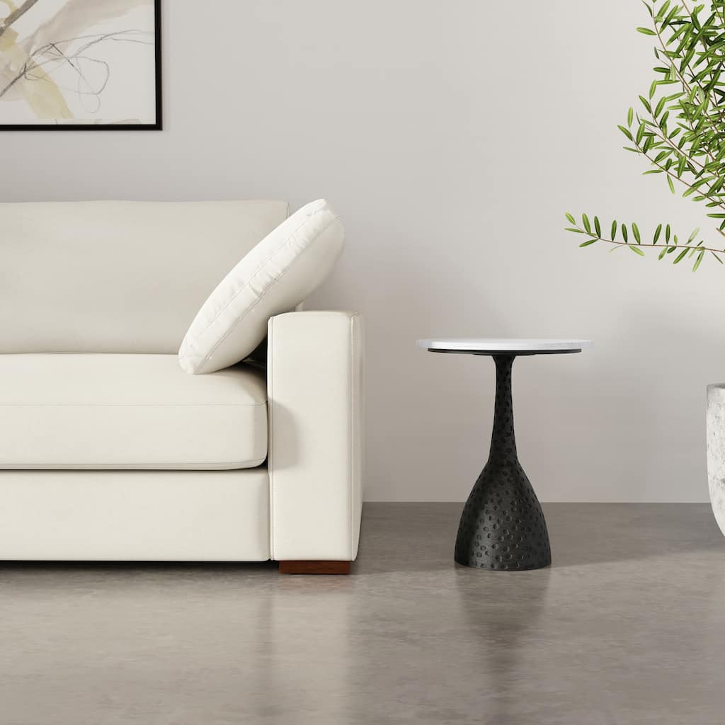 WYNDENHALL Theobald 16 inch Wide Round Modern Side Table in Black