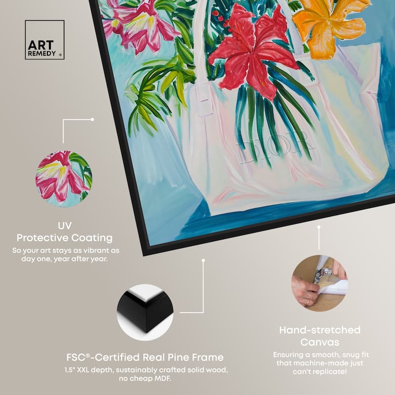 Art Remedy Tropical Flower Bag Framed Flowers In Vase Paintings