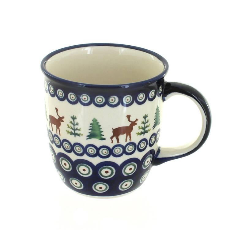 Blue Rose Polish Pottery Zaklady Mug - Reindeer Pine