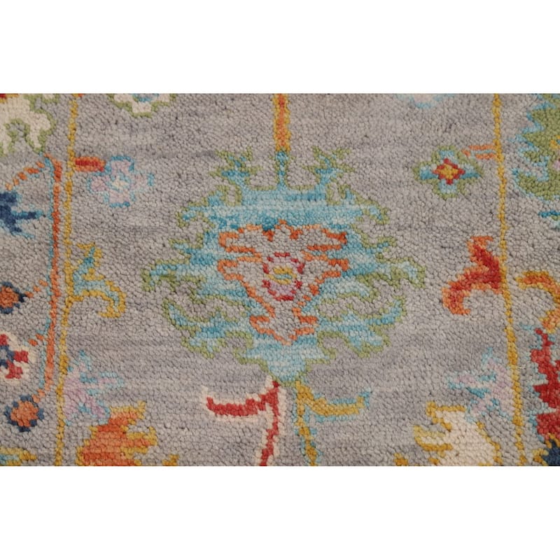 All-Over Gray Oushak Indian Runner Rug Handmade Wool Carpet - 2'6"x 8'0"