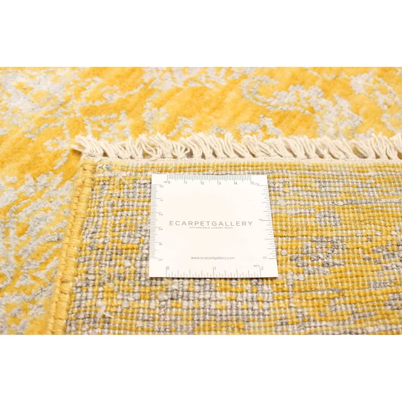 ECARPETGALLERY Hand-knotted Heritage Gold Silk, Wool Rug - 2' 6" x 13' 8"