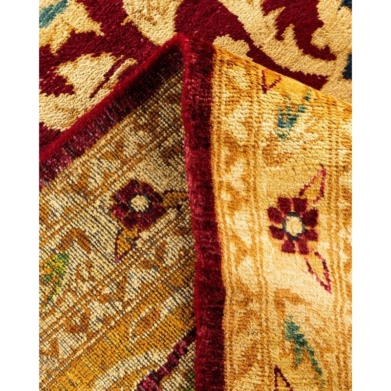 Overton Hand Knotted Wool Vintage Inspired Traditional Ottoman Gold Area Rug - 8' 10" x 12' 0"