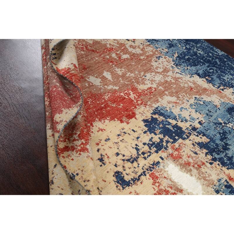 Vegetable Dye Wool/ Silk Abstract Area Rug Hand-knotted Modern Carpet - 6'5" x 9'6"