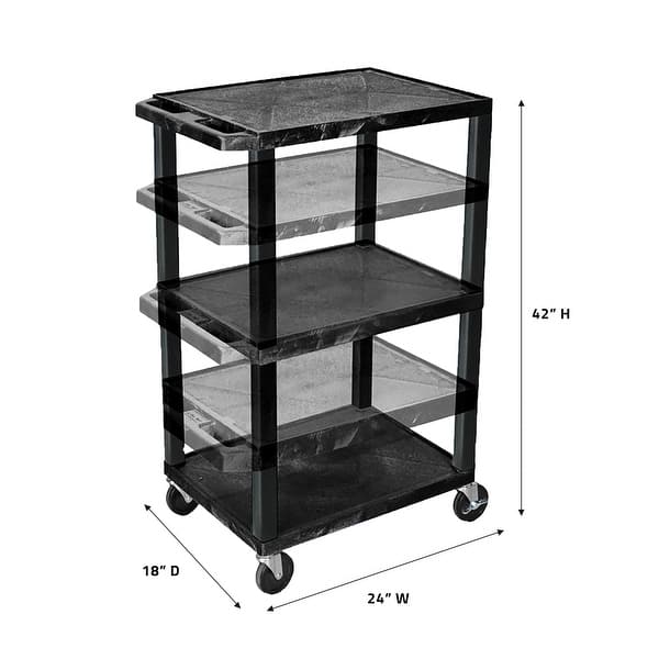 Offex Adjustable Rolling 3 Shelf Av Cart Overstock 8206306