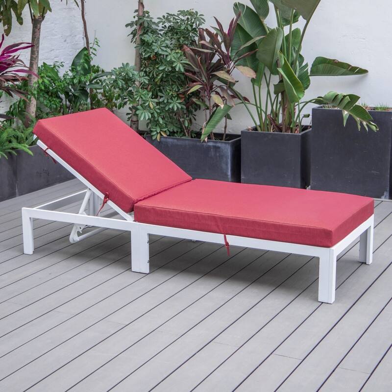Chelsea Polyester Chaise Lounge Chair with Adjustable Headrest, Aluminum Frame, Machine Washable Cushions for Outdoor & Indoor
