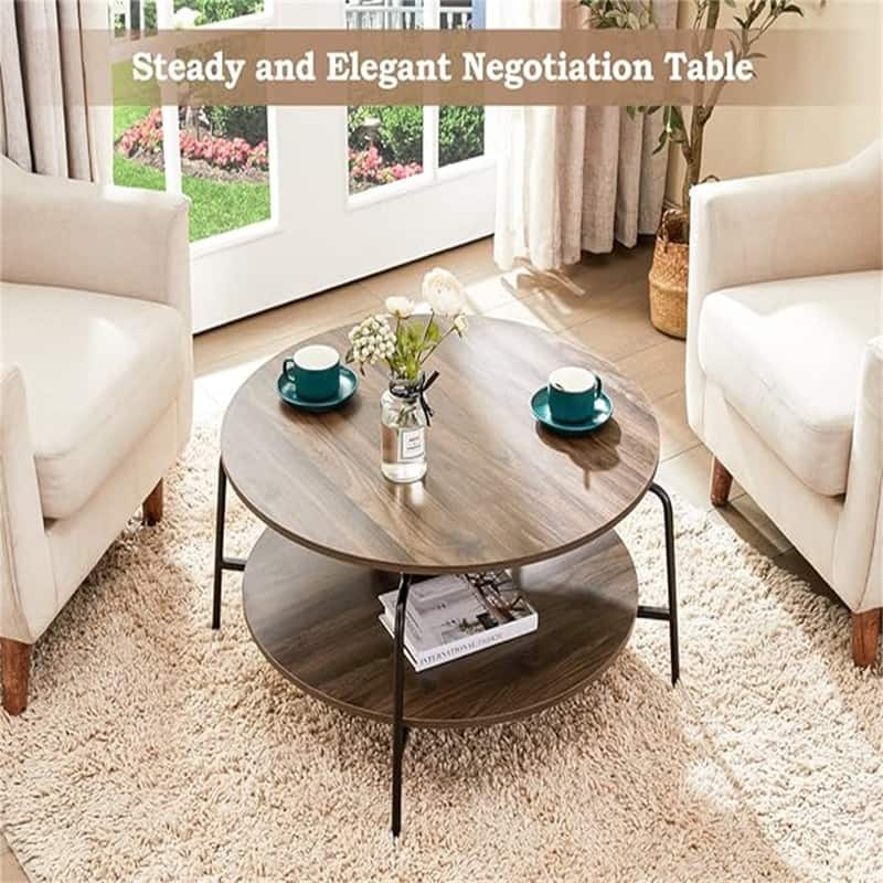 Coffee Table - 31.5"D x 31.5"W x 17.3"H - Round Walnut