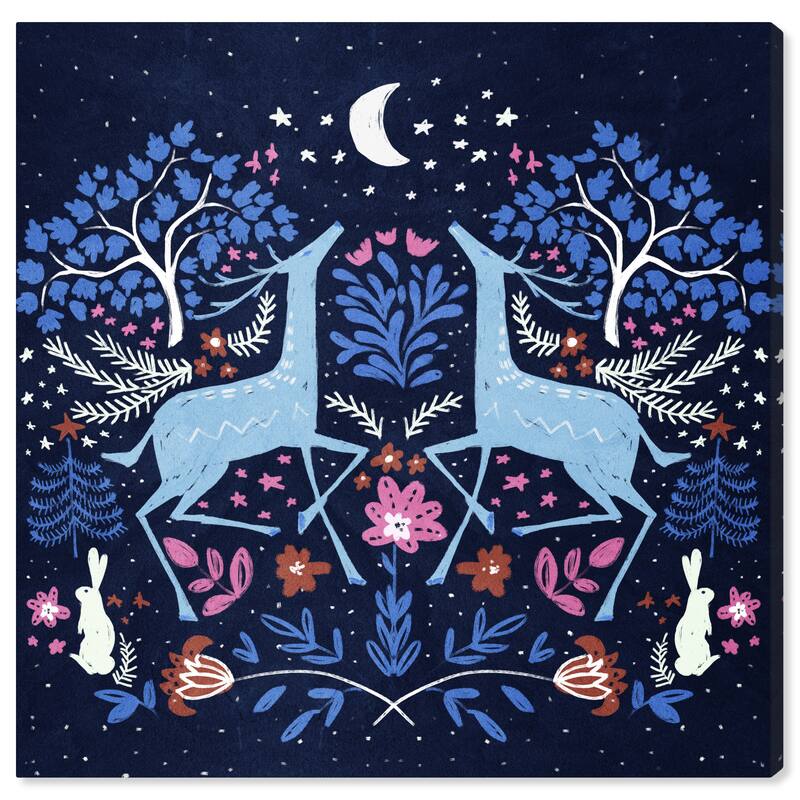 Wynwood Studio Canvas Animals Lunar Night Dance Pink and Modern & Contemporary Wall Art Canvas Print