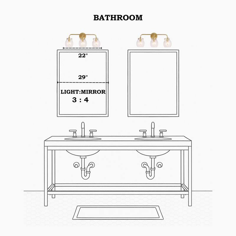 2/3/4-Light Modern Gold Bathroom Vanity Light Dimmable Seeded Glass Wall Sconces