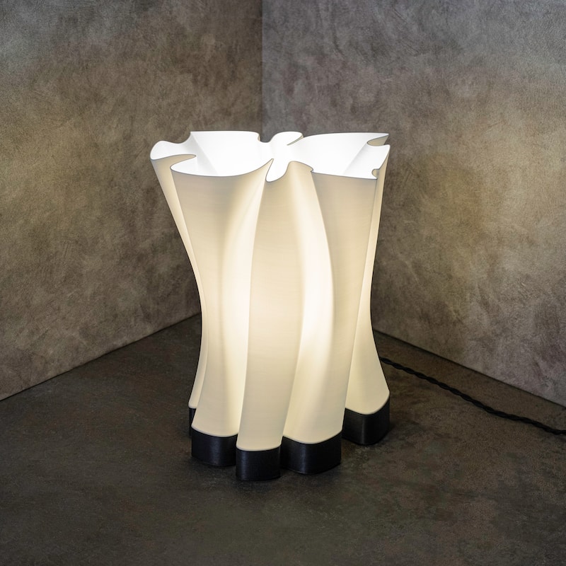 Flame 13.5" Modern Bohemian Plant-Based PLA 3D Printed Dimmable LED Table Lamp, by JONATHAN Y