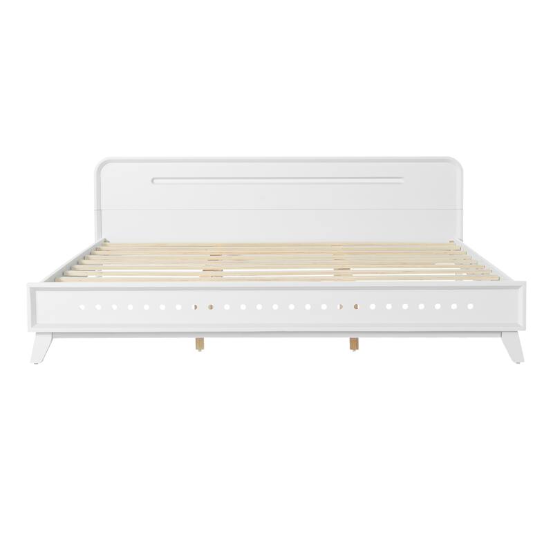 Pine Solid Wood King/Queen Size Bed Frame, Sturdy Platform Design with No Box Spring Needed
