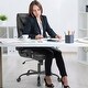 preview thumbnail 16 of 19, Ergonomic High Back Office Chair, Swivel Task Chair with Adjustable Flip-up Armrest, PU Leather Computer Desk Chairs with Wheels
