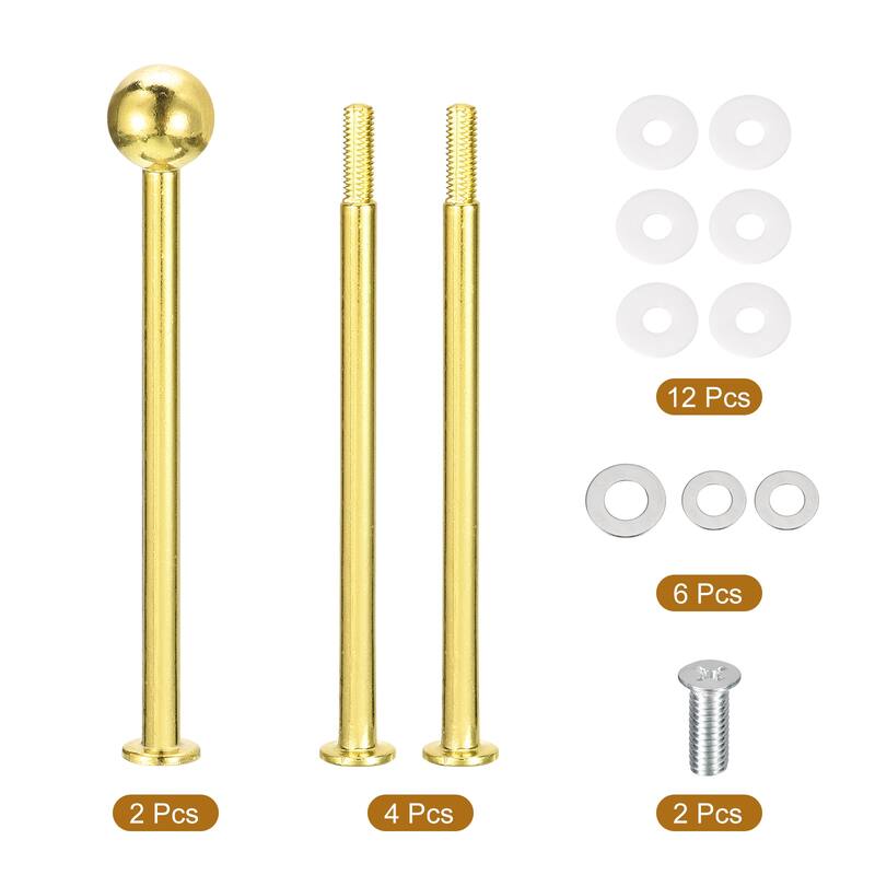 2 Set 3-Tier Cupcake Stand Hardware Fittings for Cake Stand, Round Beads Gold