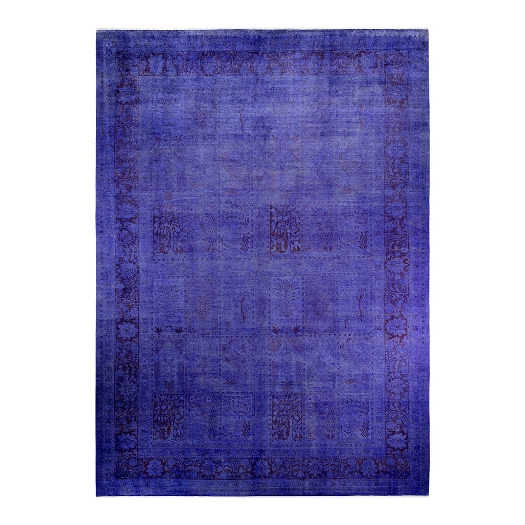 Overton Handknotted Wool Vintage Inspired Contemporary Overdyed Purple Area Rug - 15' 6" x 11' 4"