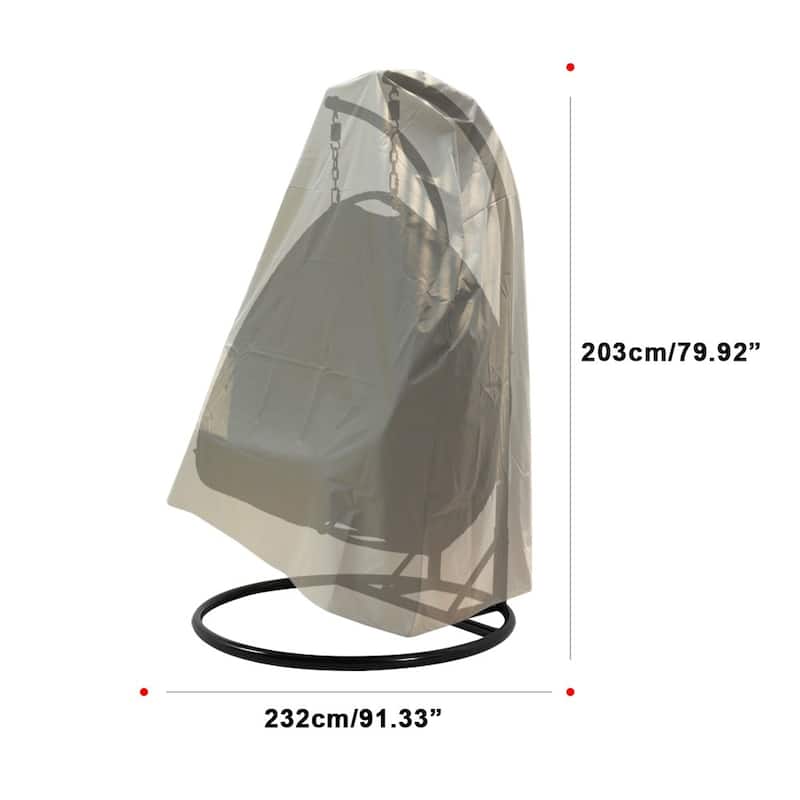 LeisureMod Swing Egg Chair Cover in 600D Oxford Fabric with Waterproof PVC Lining - Single/2-Person Hanging Egg Swing Cover