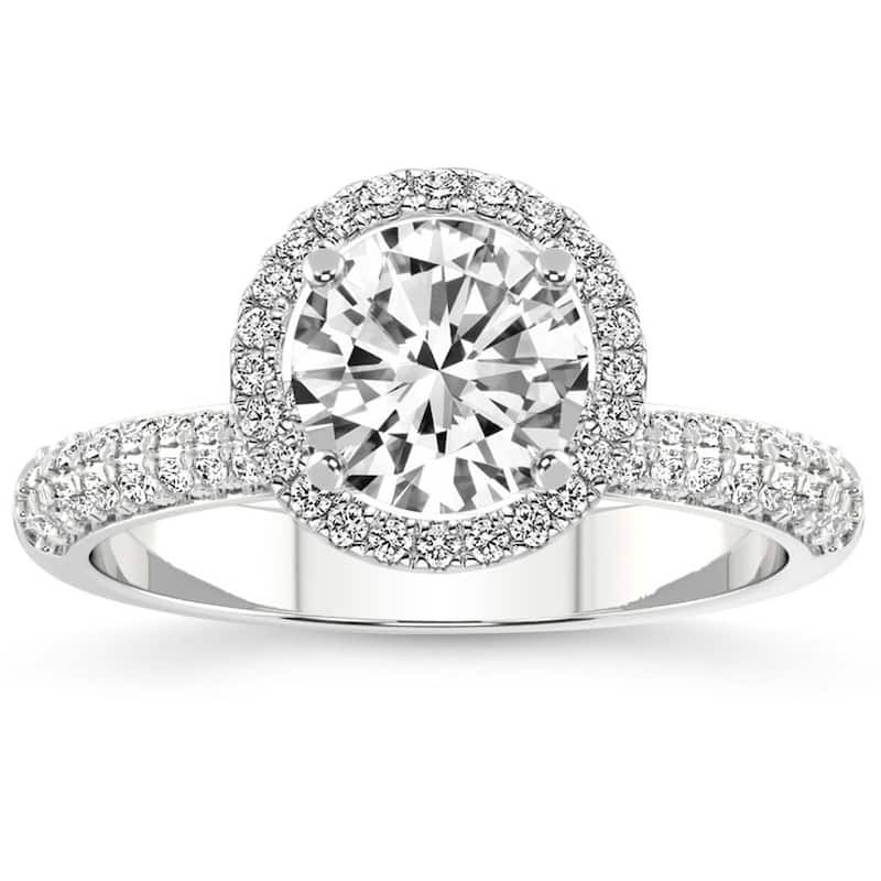 .86Ct Pave Diamond Halo Engagement Ring Lab Grown White, Yellow, or Rose Gold