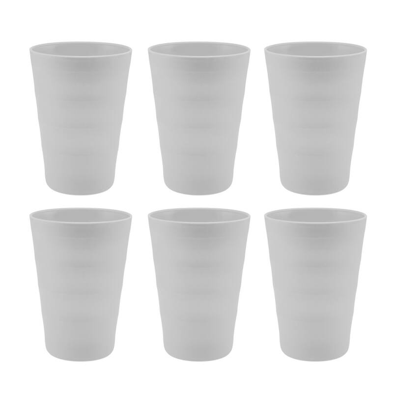 Break-Resistant Plastic Cups 12oz, Reusable Design - Set of 6 - White