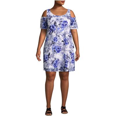 Robbie Bee Womens Cold Shoulder Floral Sheath Dress,, Blue, 2X