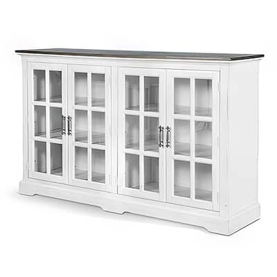 Orso Sideboard Buffet Console, 2 Double Door Cabinet, White, Brown