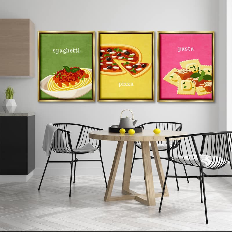 Stupell Italian Cuisine Meals Framed Floater Canvas Wall Art Design By Kim Allen (Set of 3)